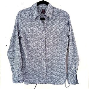 Liberty Art Fabrics Blooming Shirt – Blue Floral Cotton Button-Down, Size Small